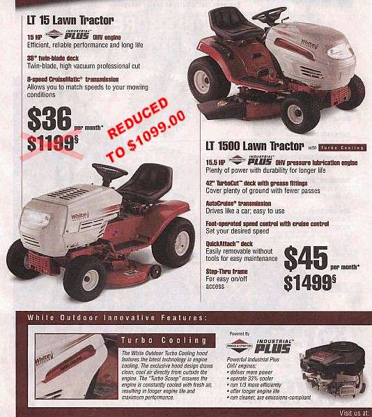 White outdoor riding mower hot sale